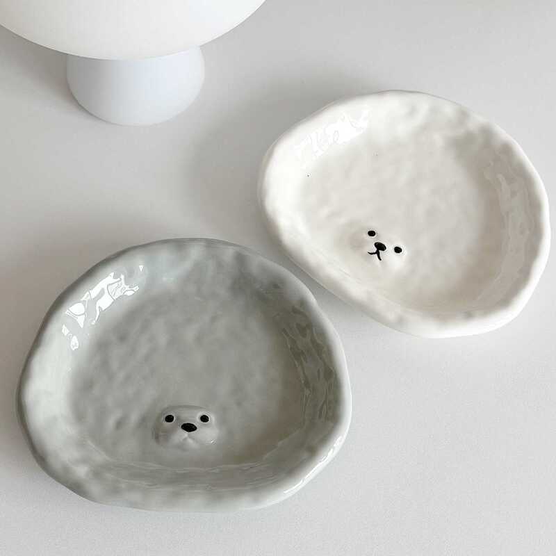 Cute Cloud-Shaped Puppy Tableware, Beautiful Plates for Home Use, Unique Design Ceramic Breakfast and Dessert Plates