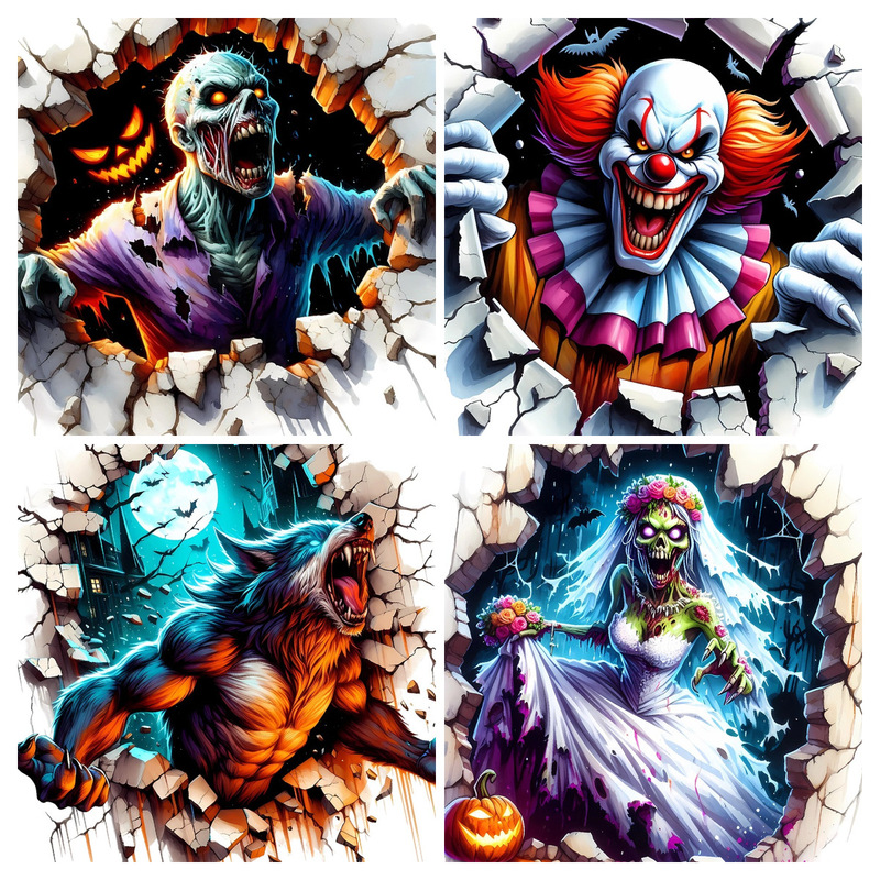 2025 Halloween New Wall Stickers Collect Various Horror Elements and Can Be Cross-Border Labeled and Shipped