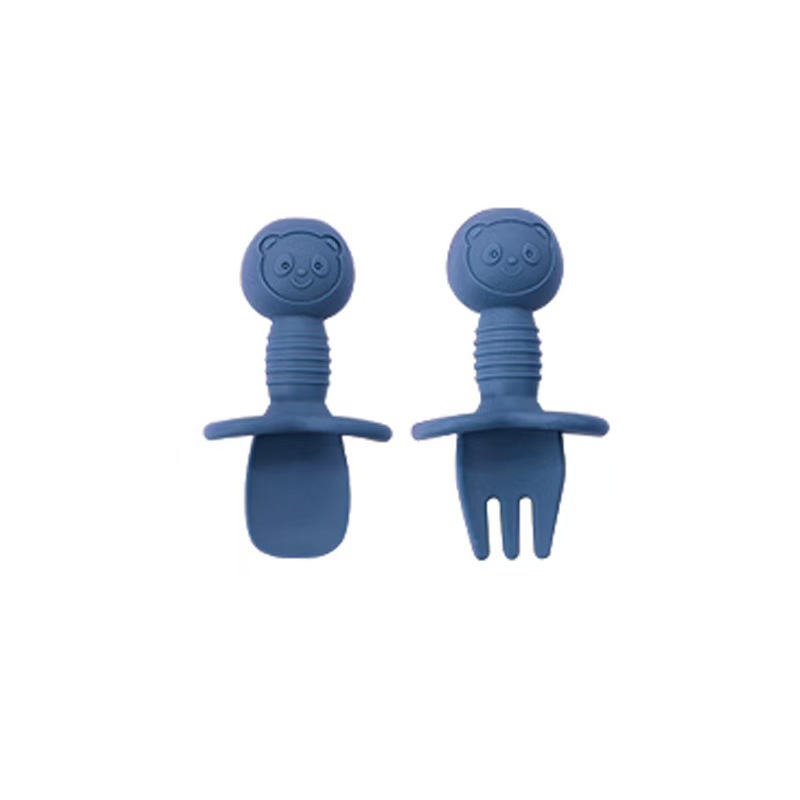 Fresh and Cute Baby Feeding Utensils, High Temperature Resistant Food-Grade Silicone Soft Spoon, Available in Multiple Colors, Anti-Fall Spoon for Feeding