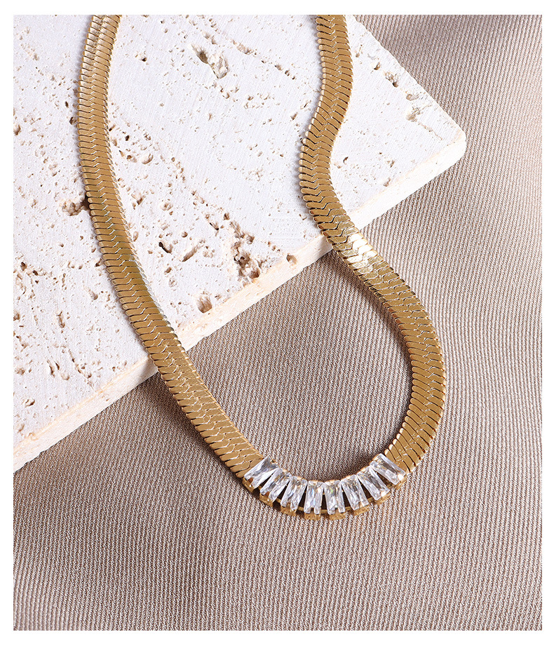 Fashion Solid Color Titanium Steel Inlay Zircon Bracelets Necklace