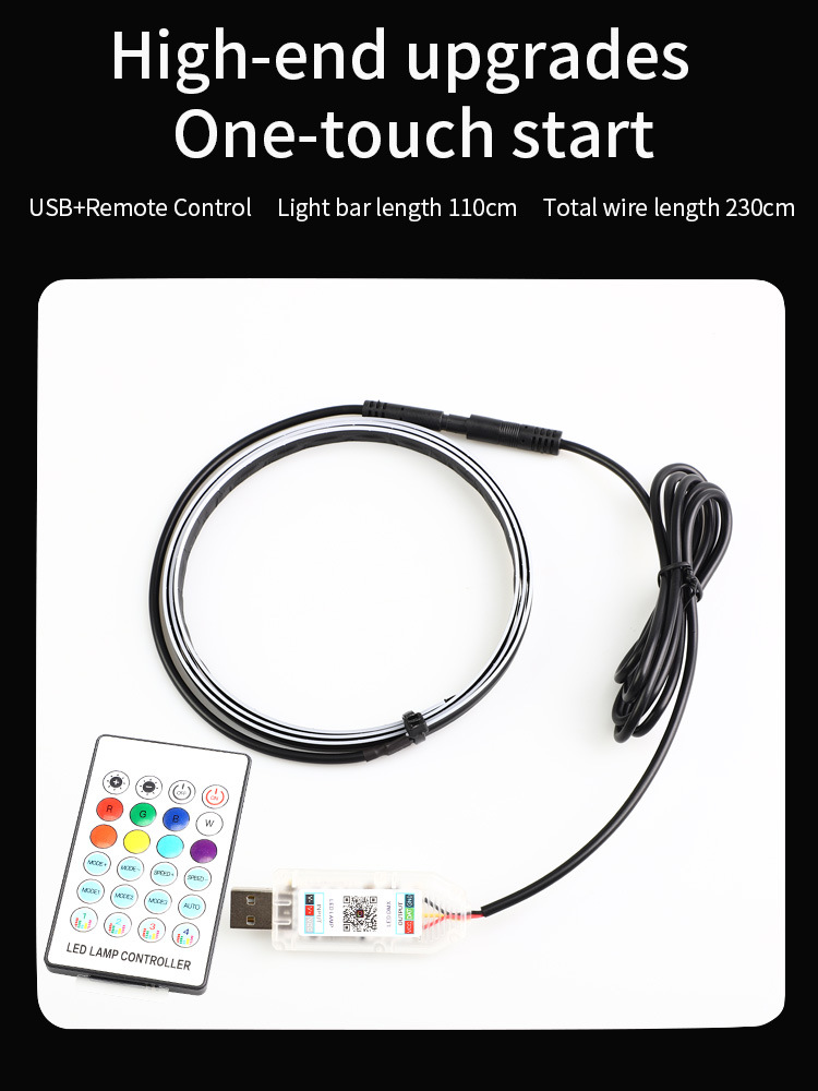 Car central control atmosphere lamp magic color modified LED acrylic atmosphere lamp USB installation-free running water decorative lamp