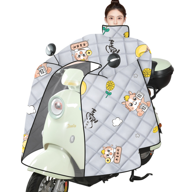 電動自転車の防風カバー、冬用の厚手のベルベット素材、フルカバーのマント、大型電動バイクの防風カバー、保温・防寒|undefined
