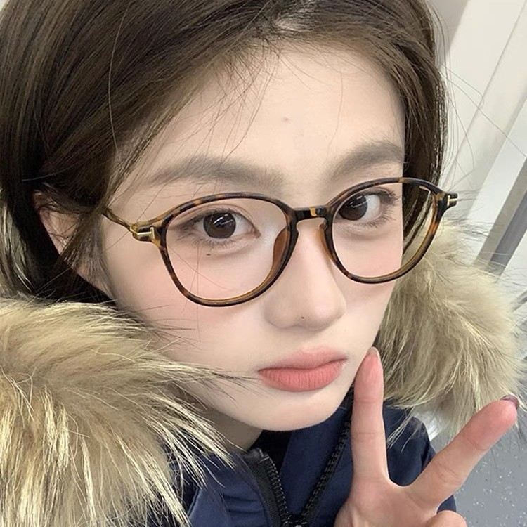 玳瑁色超轻眼镜框女显白素颜神器可配有度数近视豹纹复古潮方圆脸|undefined