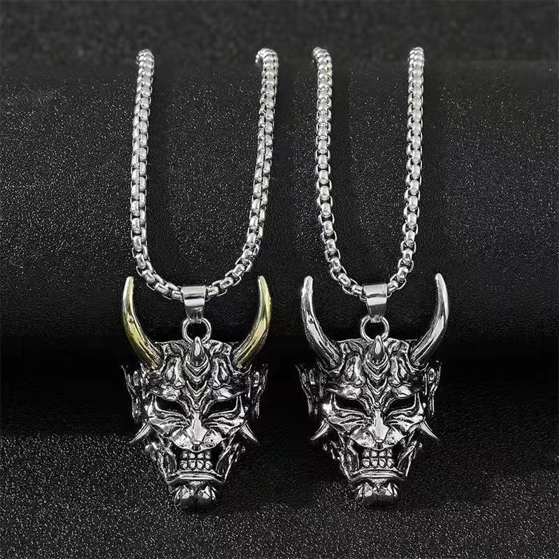 18g Weight Alloy Pendant Material Exaggerated Punk Mask Stainless Steel Alloy Plating Hollow Out Unisex Pendant Necklace Long Necklace Necklace Pendant