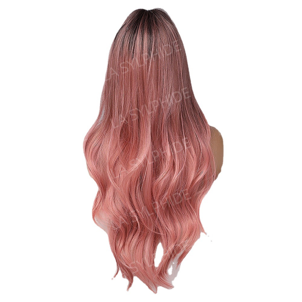Amazon Top Rosa largo pelo rizado medio mecanismo de fibra química europea y americana peluca femenina Pelucas