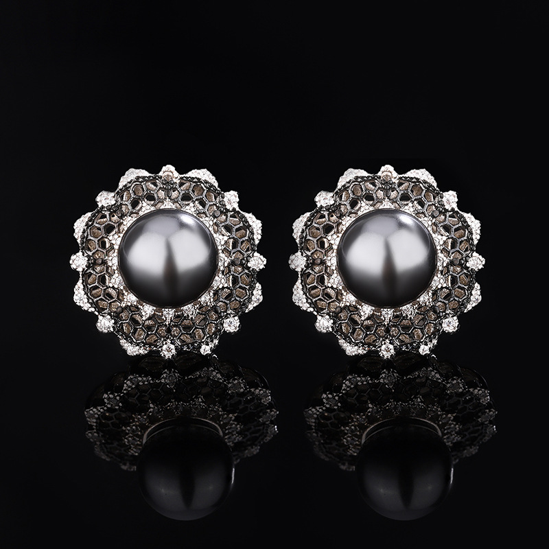 2024 nuevo estilo Zhuang Shengsheng joyería fondo de cobre chapado en gris perla moda retro juego de trefilado 12-10mm