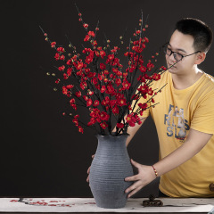 模造花長枝梅の花新中国式六叉梅紅梅造花人工花客間装飾品