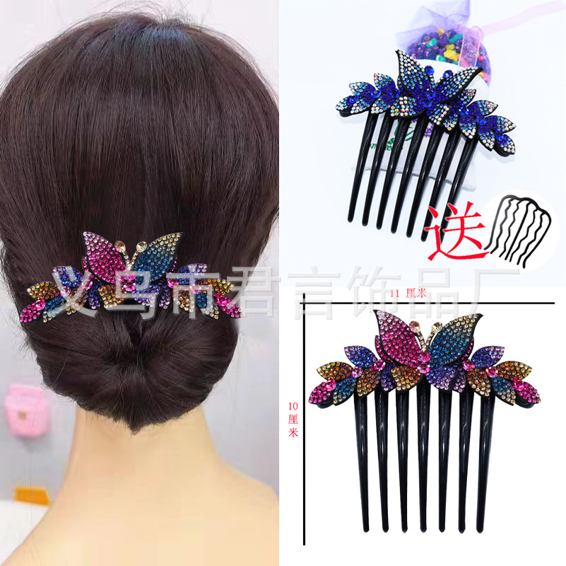 Hairpin flowers hair clip hair comb female hair pin tray hair tool Korean style hair accessories water diamond anti-slip hair clip head accessory hair pin