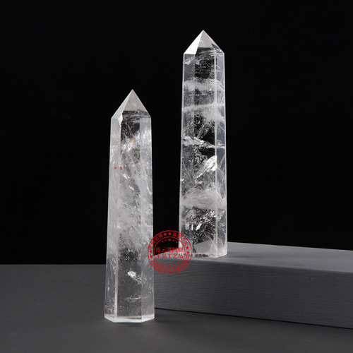 Wholesale of natural crystal columns, amethyst pink crystal white crystal single pointed hexagonal prism, crystal raw stone energy column ornaments