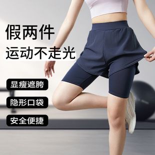 Fake Two-Piece Badminton Shorts for Women's Summer Indoor Playing Fake Two-Piece Five-Point Pants Quick-Drying Running Sports Clothes