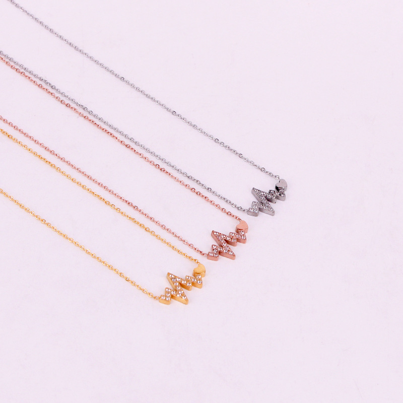 Collier pendentif ecg battement de cœur en strass ras de cou_voghion.com