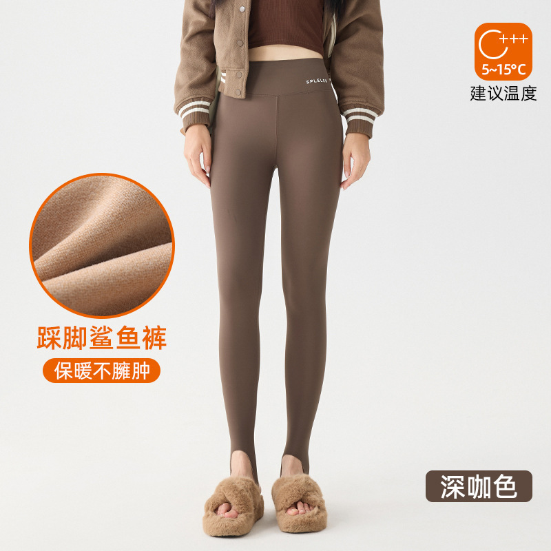 踩脚鲨鱼裤女外穿冬季加绒加厚保暖打底裤高腰提臀弹力无痕瑜伽裤|undefined