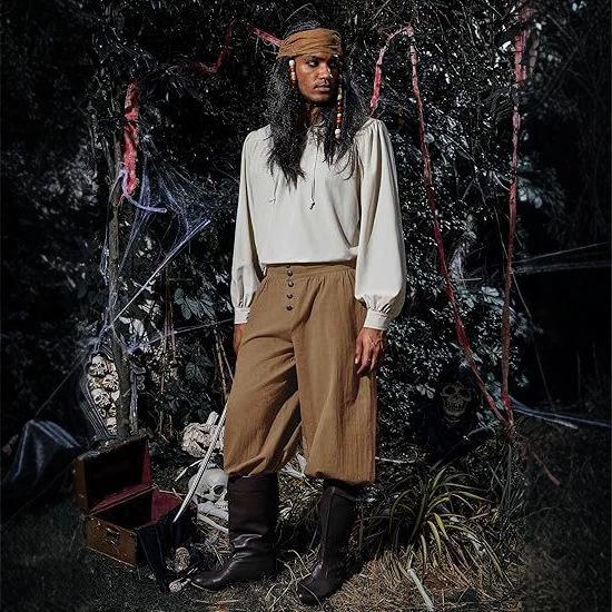 European and American Renaissance Pirate Pants Men's Cotton and Linen Loose-Fitting Jogger Pants Cross-Border In-Stock Items European and American Renaissance Pirate Pants Men's Cotton and Linen Loose-Fitting Jogger Pants Cross-Border In-Stock Items