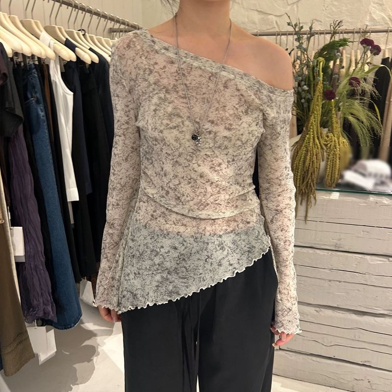 韩系辣妹晕染不规则长袖针织衫抽绳休闲裤女2025春秋新款时尚套装|undefined