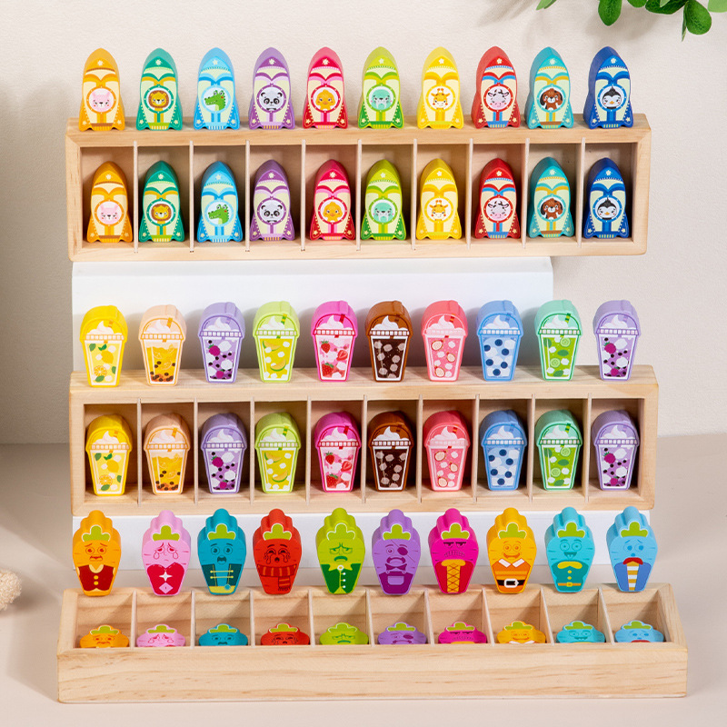 Juego de mesa educativo transfronterizo TikTok de madera para emparejar colores de botellas, juego de memoria interactivo y divertido para padres e hijos image 1