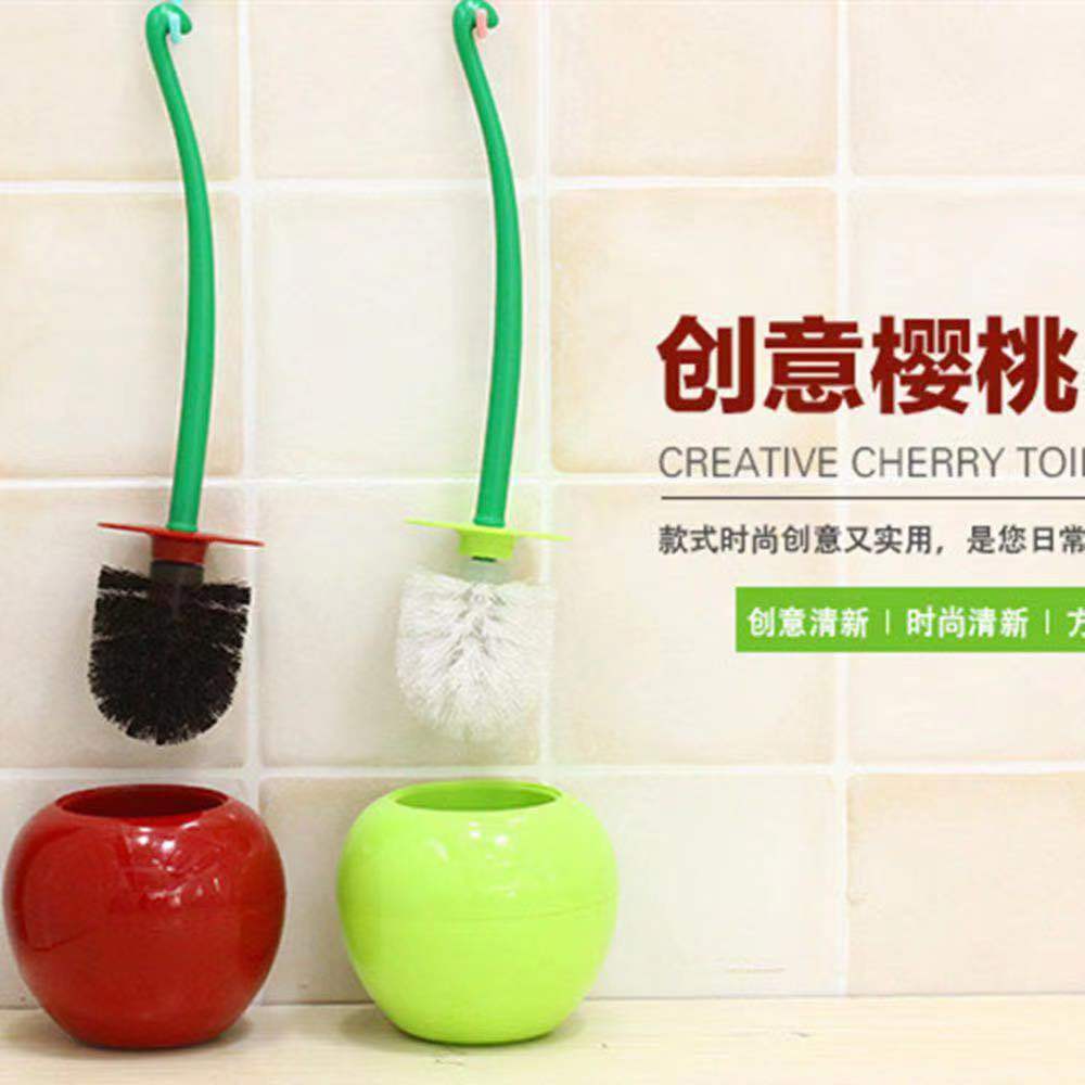 Toilet brush suit plastic cherry toilet brush toilet no dead angle cleaning toilet brush brush head can be replaced in Zhejiang