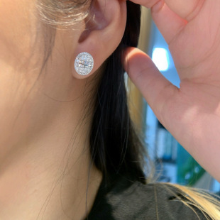 Natural South Africa Diamond New Korean Foreign Trade Fashion All-match Luxury Earrings Full Diamond Oval Earrings