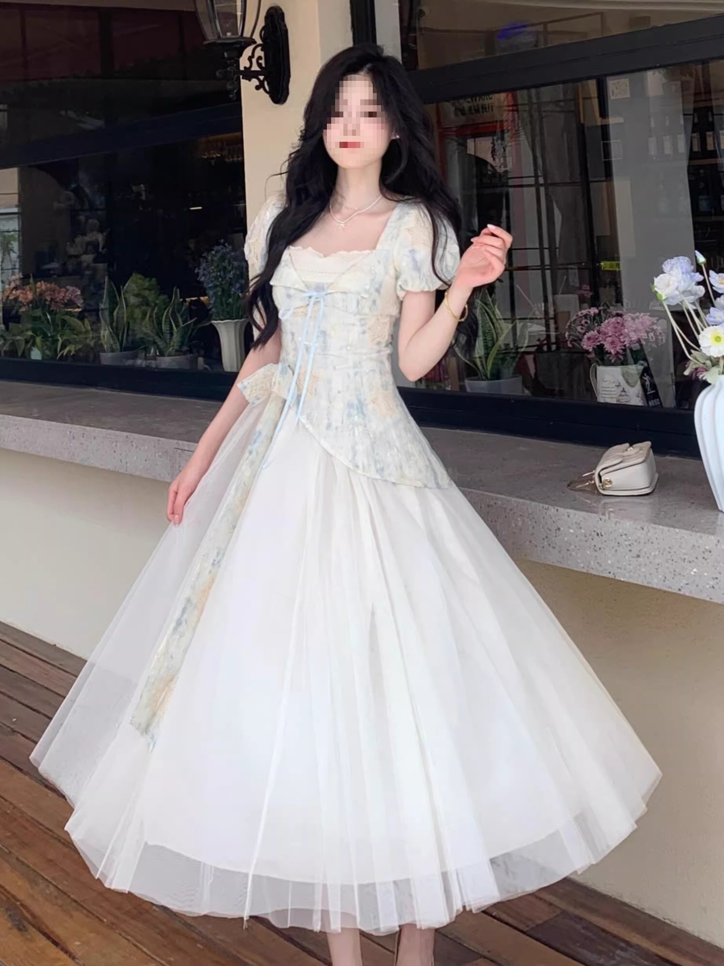 大码胖mm夏季新款设计感假两件甜美短袖连衣裙女装修身显瘦长裙子