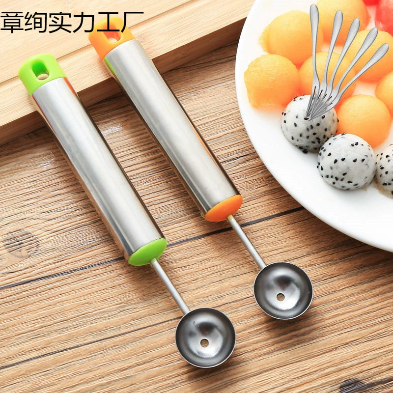 Бесплатная вилка для фруктов, баллер для арбуза из нержавеющей стали, резак для фруктов, совок для мороженого, многофункциональный совок для фруктов, резьба