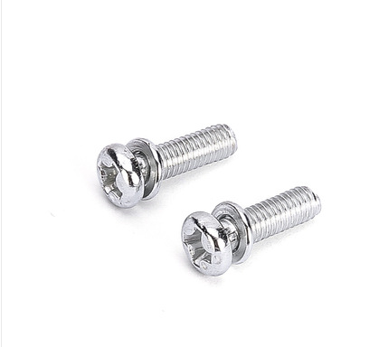 十字圆头二组合机螺钉带弹垫镀锌圆形M3M4