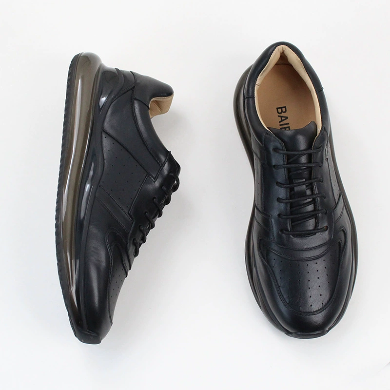 Мужские кроссовки из натуральной кожи, универсальные повседневные кроссовки из первого слоя воловьей кожи с амортизацией, кроссовки на толстой подошве для увеличения роста, дышащая мужская обувь
