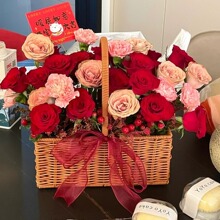 花篮手提草编竹编织鲜花花艺干花开业插花水果月子藤编小花篮手提