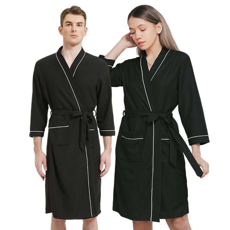 Four-Season Couple's Waffle Bathrobe, European and American Style, Export Cross-Border, Russian Amazon Sleepwear for Women, Customizable Logo Four-Season Couple's Waffle Bathrobe, European and American Style, Export Cross-Border, Russian Amazon Sleepwear for Women, Customizable Logo