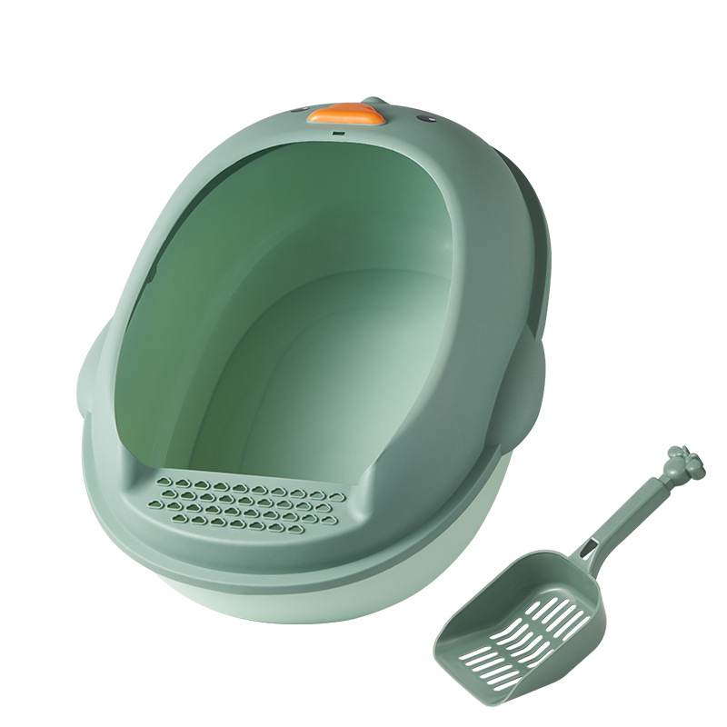 Caja de arena para gatos Semi-cerrado de dibujos animados pato amarillo extra grande gato inodoro Alto borde Splash pedal a prueba de fugas caja de arena para gatos