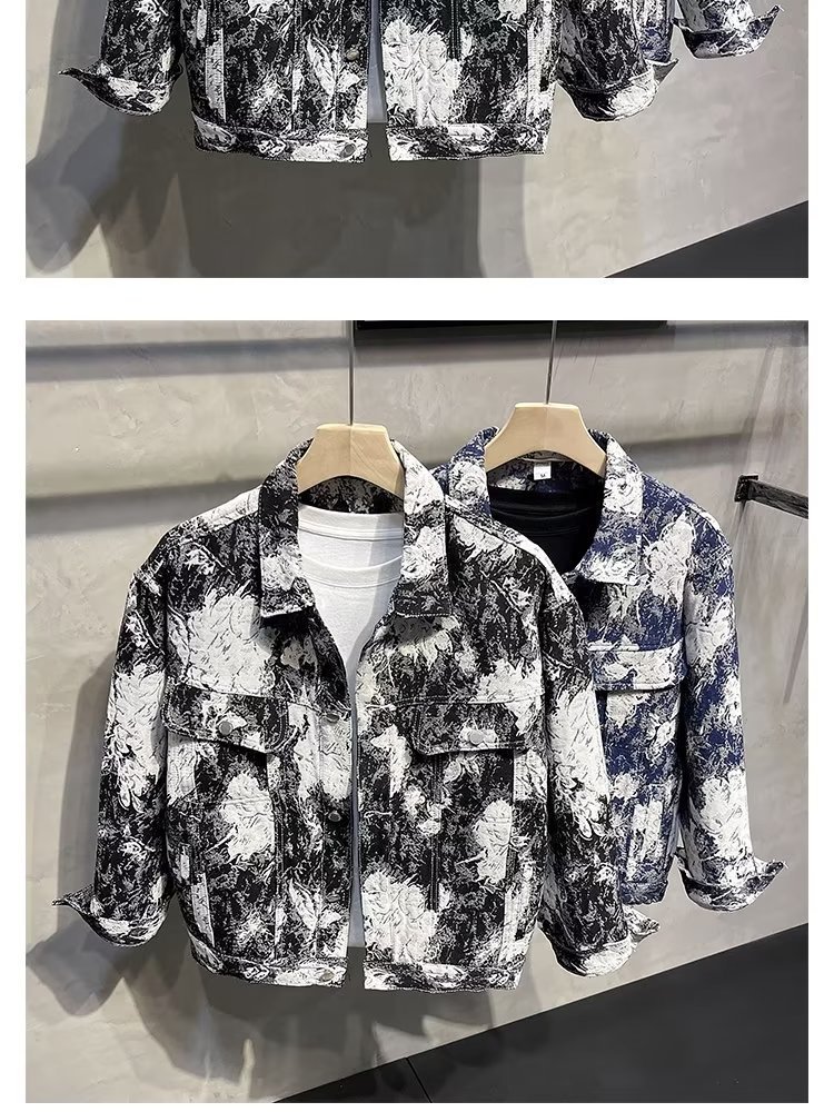 Men's clothing Autumn denim jacket with print personality casual jacket Hong Kong style handsome all match top autumn new jacket_voghion.com