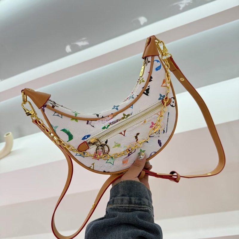 外国貿易ループ三日月バッグプリントチェーンバッグ中古ショルダークロスボディバッグヨーロッパとアメリカのレトロな立体感卸売|undefined