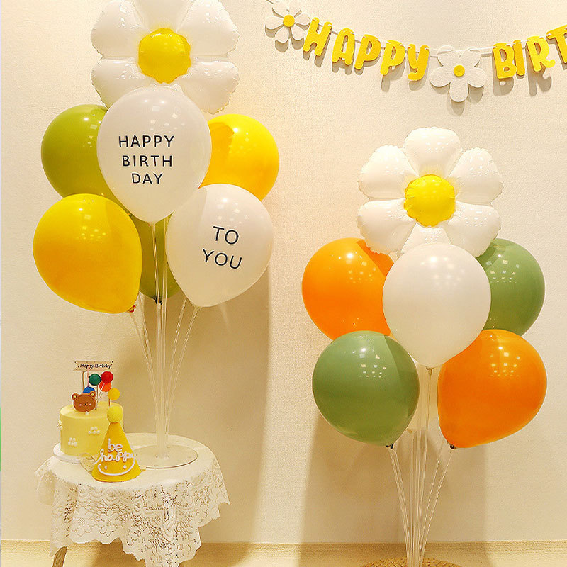 Daisy Smiling face birthday balloon photograph arrangement decorate party scene Macaroon Chrysanthemum balloon Supplies