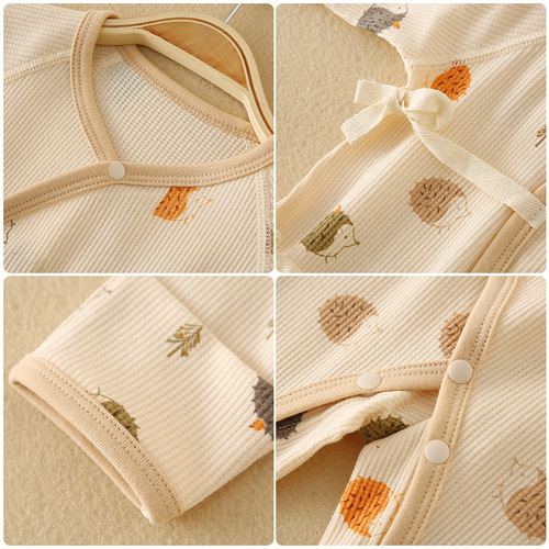 Newborn crawling suit, half-back suit, baby waffle suit, spring, autumn and summer long-sleeved jumpsuit