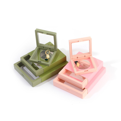 Transparent PE film display box paper sleeve floating packaging box matching gift bag jewelry ring paper box 