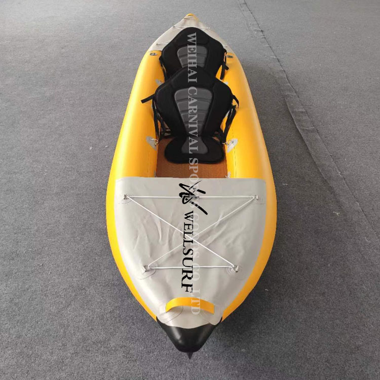 Factory Customized Inflatable Kayak Brushed Bottom Pvc Double Canoe Kayak Fishing Water Sports Kayak