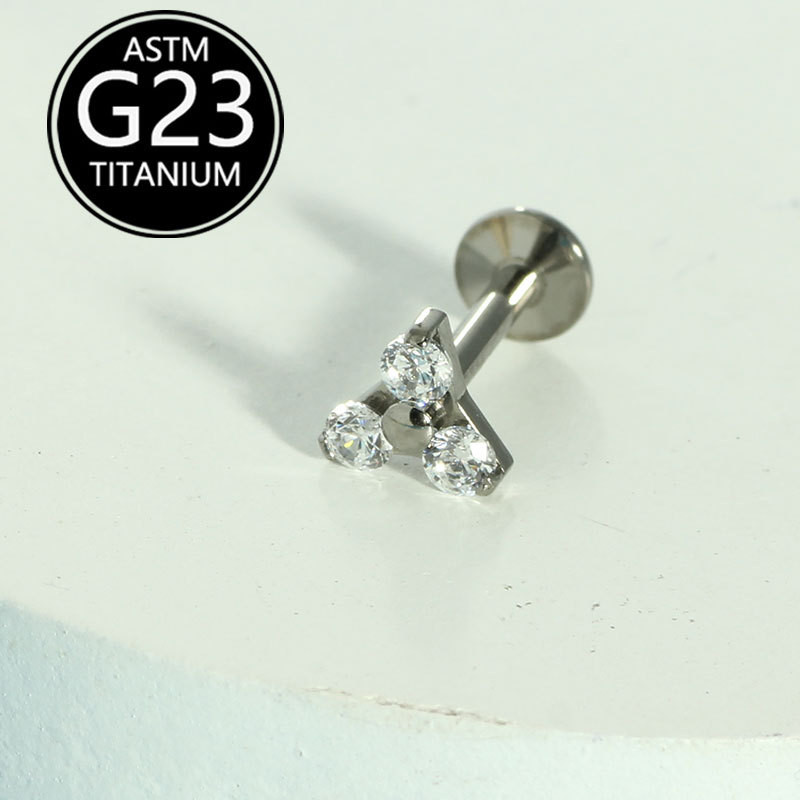 G23 Titanium Flower Internally Threaded Flat Back Lip Stud Ear Cartilage Piercing Jewelry detail image 8