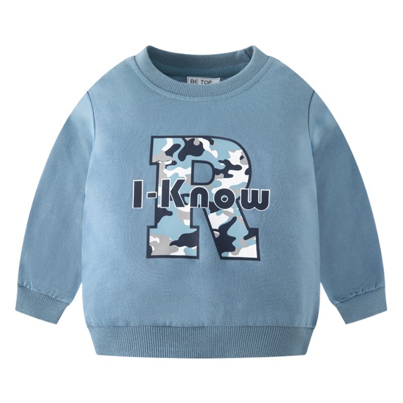 Top nuevo camuflaje carta suéter de los niños del bebé cuello redondo primavera y otoño ropa manga larga pullover image 1