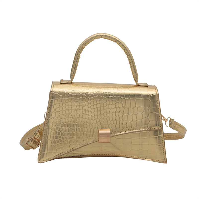 Bolso de axila retro simple 2024 invierno nuevo bolso cuadrado pequeño de moda patrón de cocodrilo bolso pequeño de un solo hombro de moda occidental