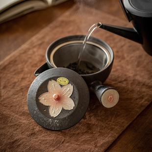 Japanese imported yoshaki kiln cherry blossom tea set suit high-looking household Teapot Tea Cup holiday gift box