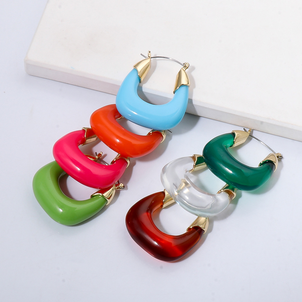 Exaggerated Transparent Resin U-shaped Earrings display picture 17