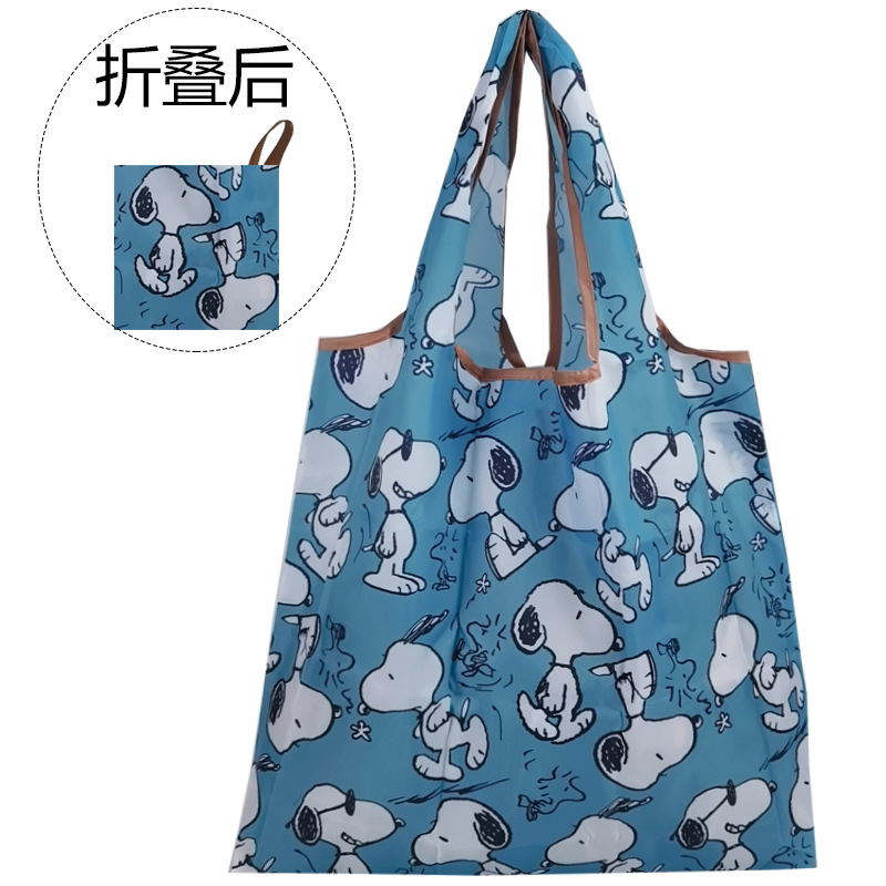 Bolso de compras de supermercado mediano de dibujos animados bolso verde bolso de moda bolso de compras plegable Portátil Bolsa de nylon impermeable image 85