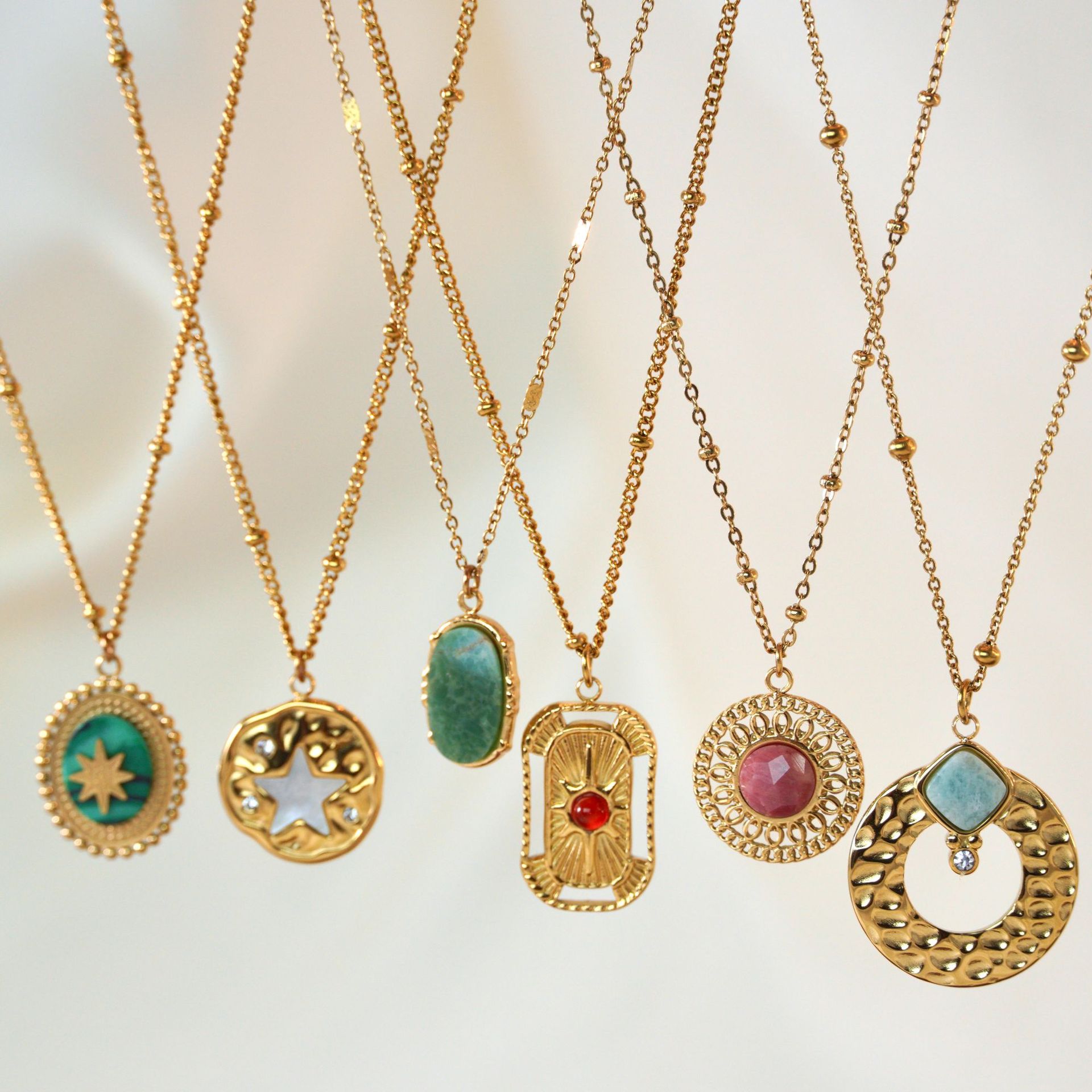 Pendant Necklace Classification Titanium Steel Chain Material Wholesale Simple Style Classic Style Star Titanium Steel Inlay Zircon Pendant Necklace