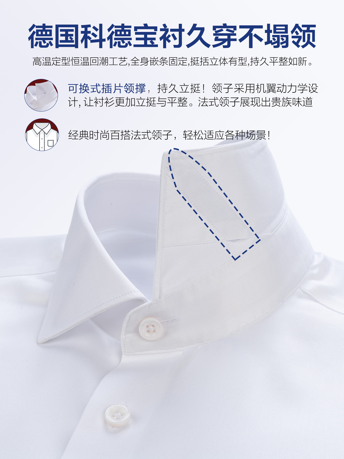 200S cuatro hebras de algodón francés camisa de hombre larga mangas DP sin quemar ropa casual de negocios tela Lutai botón francés