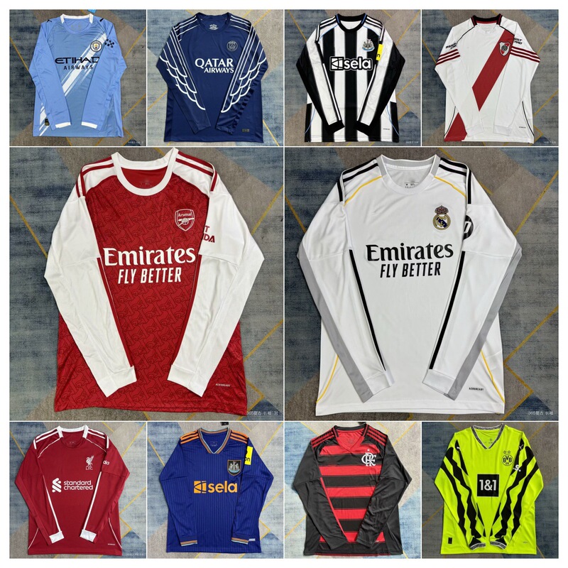 2526 Club League Long-Sleeved Jersey Real Madrid Arsenal Atletico Madrid Paris Manchester City Barcelona Liverpool Football Uniform