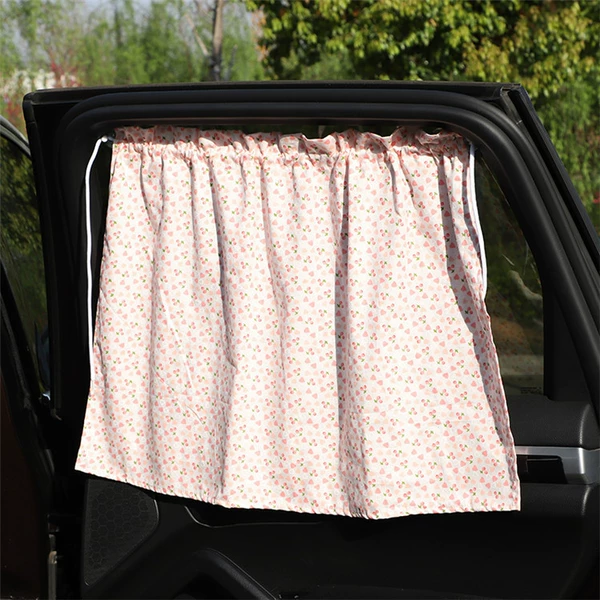 Cotton curtain pink peach heart style