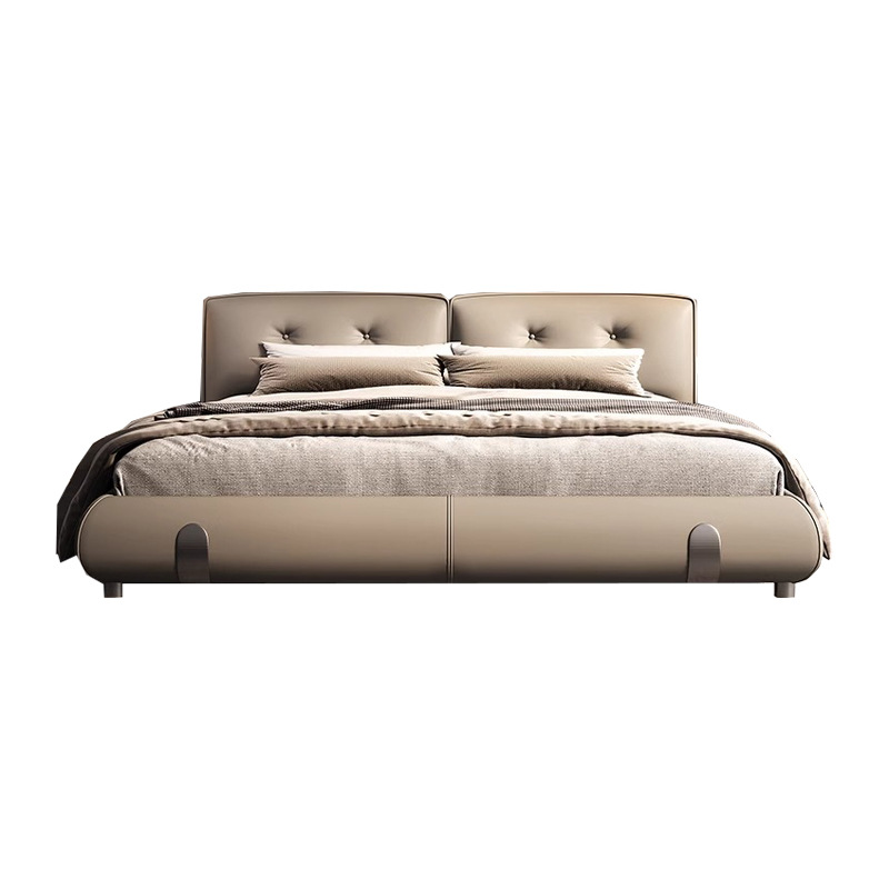 Moderno simple y lujoso cama de cuero real cama de cama principal de cuero de vaca 2024 nueva cama Dylan de alta gama de la atmósfera cama de boda de envoltura suave
