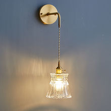 日式复古黄铜玻璃壁灯北欧轻奢极简创意卧室床头壁灯过道灯镜前灯