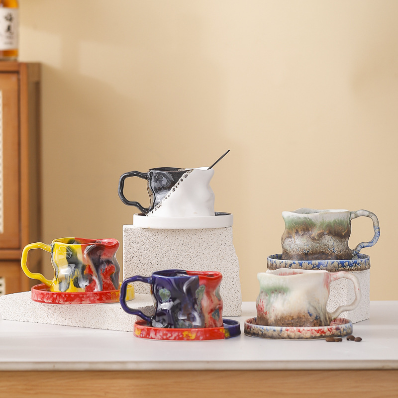 Horno transfronterizo de exportación de tazas de café de cerámica fuente de tazas de cola tazas de marca de tazas de restaurantes retro estadounidenses tazas de agua de alojamiento lotes
