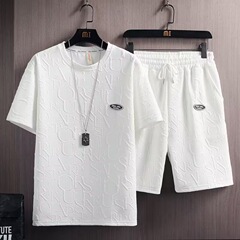 元のメーカーのレジャースポーツスーツの男性夏の薄いサイズのゆったりとしたカジュアルな半袖tシャツの半ズボンの2つのセット