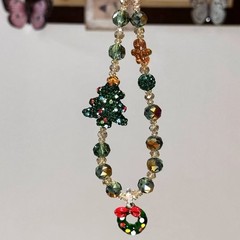クリスマスリース雰囲気感クリスマスツリー雪だるまアクセサリー手作りビーズ携帯電話チェーン高級洗練された大衆デザイン