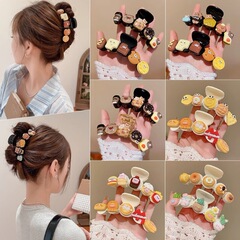 かわいいビスケット大型クリップ女性の夏の髪の量シャーククリップ 2025 新しい後頭部学生ヘアピン帽子